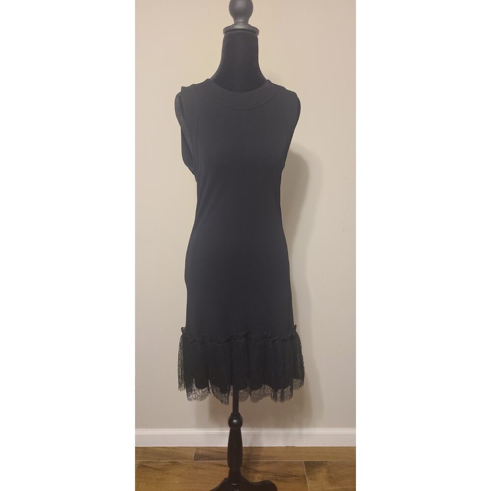 Red Valentino Dress Women XS ruffled knit sleeveless Black Lace No Tag